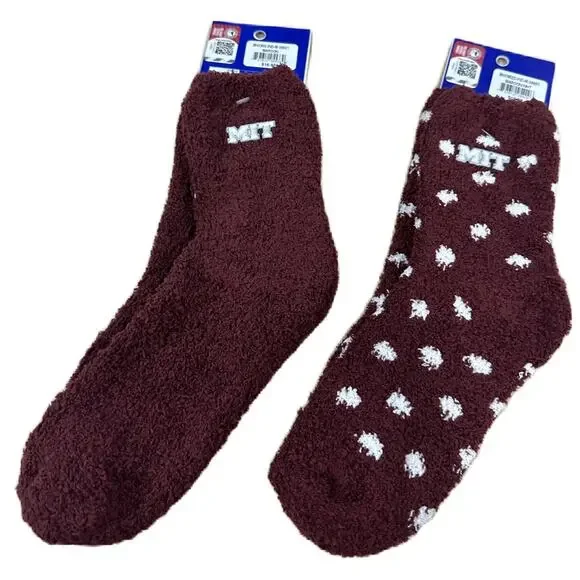 2 Pair of TCK Plush Maroon Socks Massachusetts Institute of Technology (MIT) NWT - Picture 2 of 5